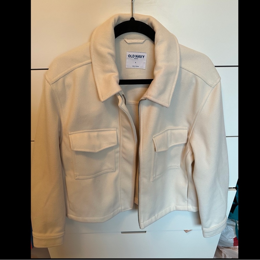 Old Navy Cream Cropped Jacket Size Large